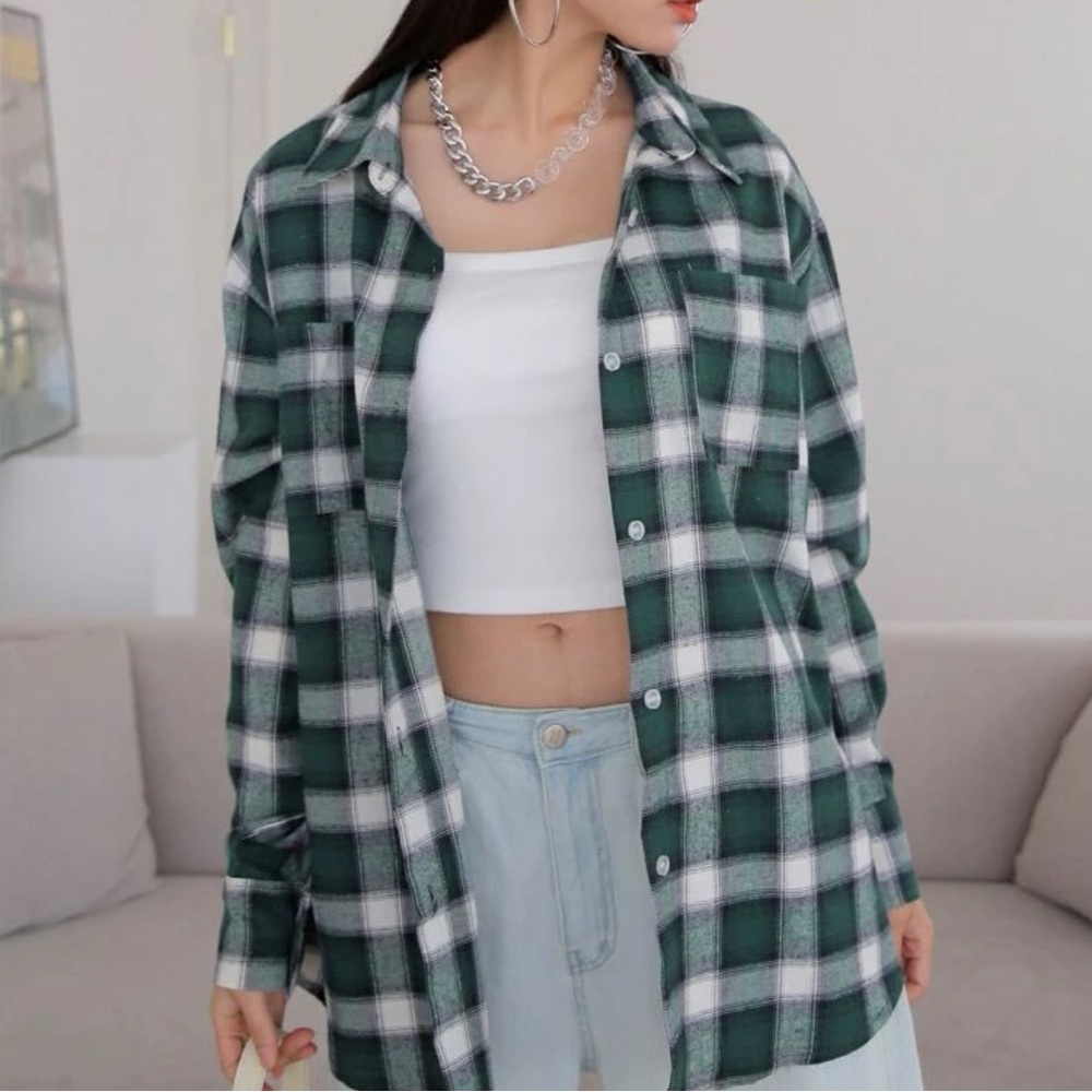 Plaid Button Through Dual Pocket Shirt